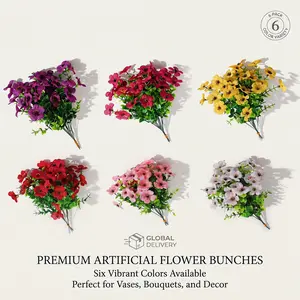 Artificial Flowers Set , UV-Resistant Colorful Faux Blooms, Decorative Bouquet for Home, Garden, Party & Wedding, Flower Arrangements, Outdoor & Indoor Decor,  fake flowers for outdoor