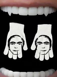 Dark Print Gloves, Seamless Knit Gloves, Fashion Slim Fit Accessory Full Coverage Warm Design, Two Options Available, Perfect for Outdoor Wear, Casual