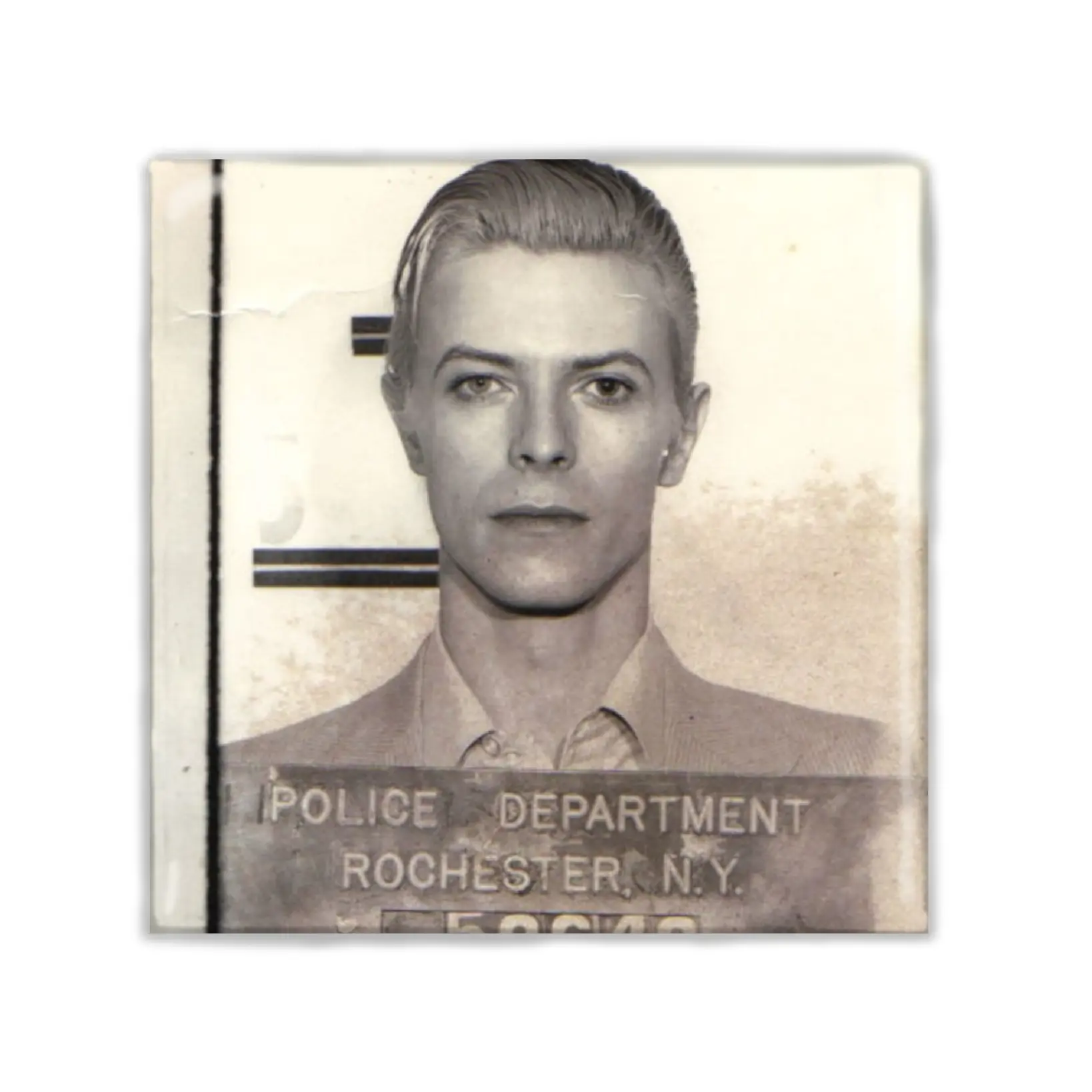 Lot of 2 David Bowie - Mugshot Square Fridge Magnets