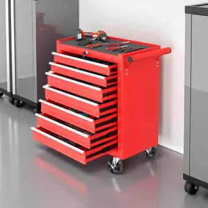 Ultimate Rolling Tool Chest with 7 Drawers & 4 Wheels Easy Install Garage Workshop Storage Cart Red Steel Durable Construction