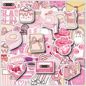 50 Adorable Pink Doodle Stickers, Suitable for Scrapbooks, Diaries, Laptops, Water Bottles, Cars, and Other Faith-based Designs—gifts with Positive Messages.