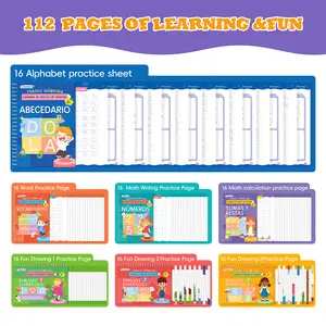 LUMIKIDZ Spanish Magic Grooved Writing Practice for Kids Age 3-5 - Reusable Grooved Handwriting Practice Books for Kids 3-5 - Spanish Preschool Tracing Workbook - Learn Spanish Writing for Kids 5-7