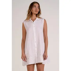 ELan Dress Slvless Btn Down