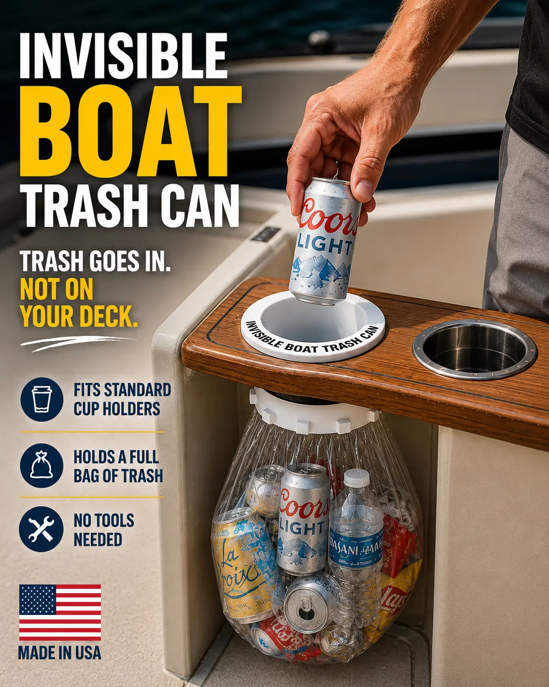 Invisible Boat Trash Can! Turn Your Cup Holder Into A Trash Can
