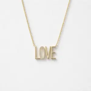 Gold plated 925 Silver LOVE Necklace 16-18 inches
