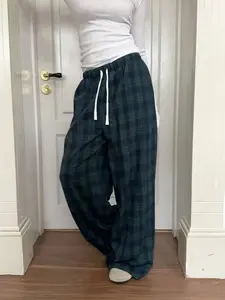 Women's Plaid Print Trousers, Womenswear, Elegant Fashion Casual Comfy Pants, Plaid Lounge Pants for Daily Outdoor Wear, Women's Bottoms for All Seasons