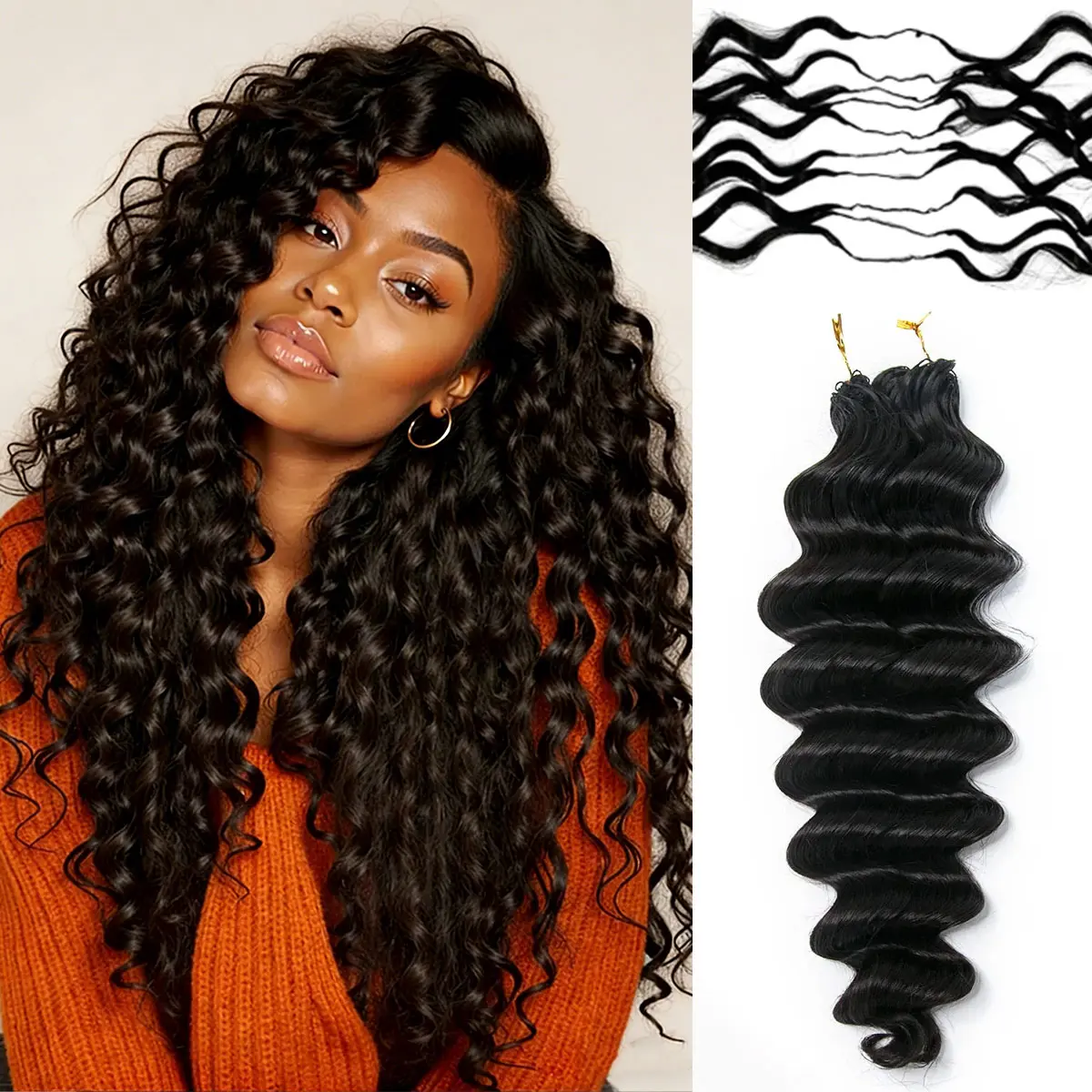OQ HAIR Loose Deep Pre-Separated Feather Crochet 100% Human Hair Extensions for Miracle Knots Boho Braids 4 to 5 Bundles Recommended #tiktokshopstockup #SohoChic