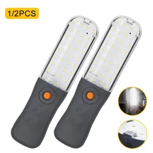 1/2 Pack Rechargeable Work Light, Magnetic Flashlight with Hook 360° Rotating Foldable Design 5-Mode LED Work Light Mechanical Illuminator for Auto Repair, Garage, Camping, Emergencies