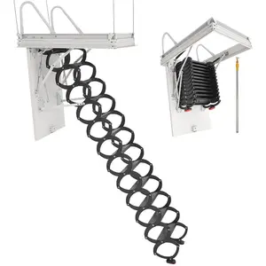 VEVOR Attic Ladder, 660LBS/299.4KG Capacity, Fits 8.5 to 9.4 ft Ceiling Height and 39.4x 27.5 inch Opening Size, Alloy Steel Pull - Down Retractable Ceiling Stair with Pulling Rod for Attic Loft RoofVEVOR Super Brand Day