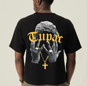 2PAC Graphic Back Printed Crew Neck Unisex Tee, Short Sleeve Streetwear T-shirt for Summer, Casual Comfy Top Gift for Men and Women