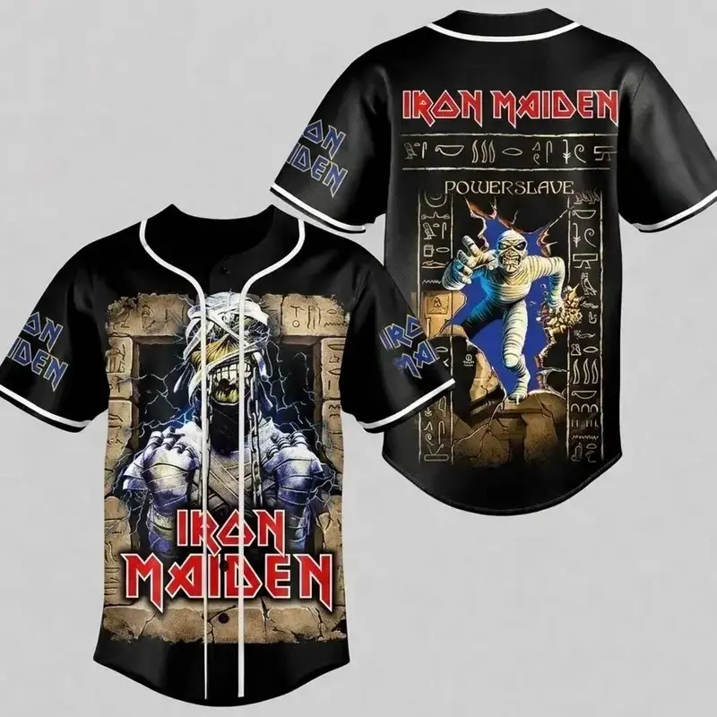 Heavy Metal Rock Baseball Jersey, Vintage Concert Graphic Short Sleeve Shirt, Gothic Streetwear for Men Women