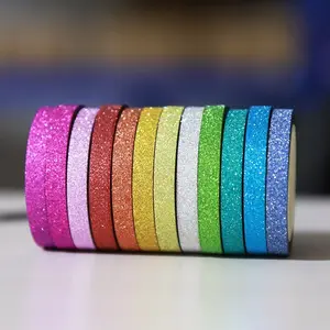 12 Rolls 15mm X 5m Glitter Edge Washi Tape Set, Ideal for Crafts, Gift Wrapping, Scrapbooking, Journaling, and Planning