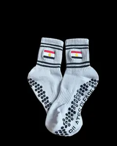 Embroidered Egyptian Flag Pilates Grip Socks – Non-Slip, Soft & Breathable