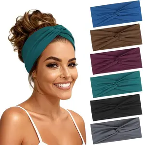 Bohemian Criss Cross Headbands Set, Women's Fashion Sports Wide Sweat-Wicking Hair Bands, Running Yoga Daily Wear Accessories, Workout Headband