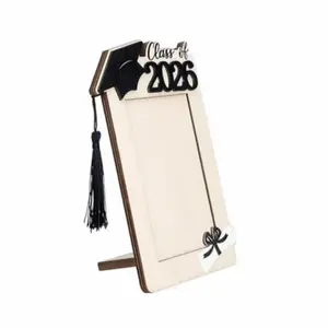 Graduation Wooden Photo Frame Magnetic Decoration Display Stand, Class of 2026 Creative Gift, Wood Craftsmanship, Graduation Season Present