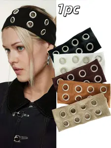 1 Piece Of Multi Colored Metal Porous, Grommet Headband for Women, Stable Hair Binding, Anti Slip Front Hair Trimming, Soft Fabric, Suitable for Daily, Party, and Travel Hair Accessories, Headbands Women