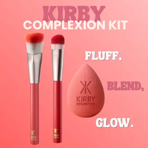 Kirby Complexion Kit BUNDLE - Skin Sculpt Brush, Fearless Fluff Blush Brush, Komplexion Sponge, Makeup Tool Set Bundle