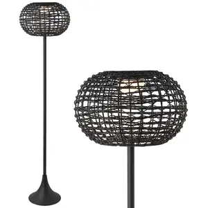 Jaemin 58" Modern Coastal Faux Rattan Integrated Indoor/Outdoor LED Solar Powered Floor Lamp
