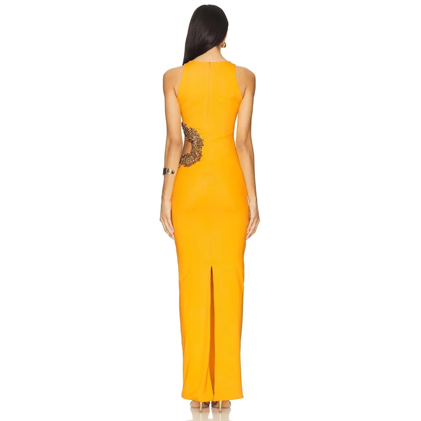 women's halter dress Marea Bronze Halter Maxi Dress - L Size - Women's Dresses