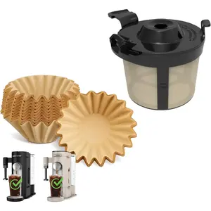 100Pcs Disposable Coffee Paper Filters & Black Permanent Coffee Filter for Ninja Pod & Grounds Specialty Single-Serve Coffee Maker, Ninja PB051 & PB041 Coffee Maker