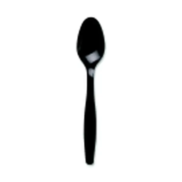 Dixie Foods Heavy-Weight Shatterproof Black Plastic Teaspoons - 1000-Piece Disposable Kitchen Cutlery Tableware for Versatile Table Settings