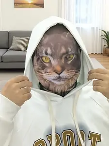 Funny Role-Playing Cool Props, Breathable Full Face Mask, Animal Head Mask, Stylish Masks Print, Polyester Knit Fabric, Perfect for Events, Cycling, Parties, Christmas, Halloween