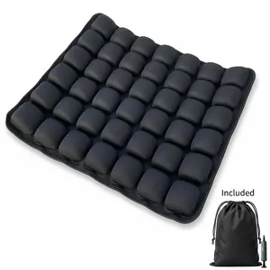 Qticare Inflatable Air Seat Cushion, Pressure Relief Chair Pad 15.7 x 17.7 x 1.2 in, TPU Lycra Breathable Multi-Cell Comfort Cushion with Air Pump for Office Chair, Car Seat, Wheelchair, Home, School, Travel, Long Sitting Support