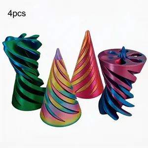 Gradual Spiral Cone Stress Relief Toys Set of 4, Creative Impossible Pyramid Decorations, Student Party Stress Reliever Gift