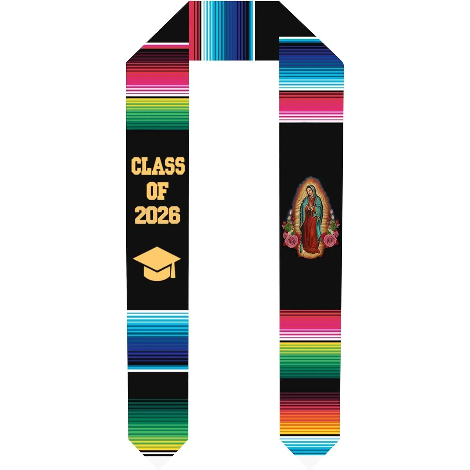 Deluxe Mexican Graduation Sash - Class of 2026, Embroidered Soft Fabric Ceremony Wear with Mexican Flags for Latin Heritage Celebrations