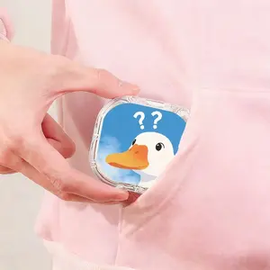Curious Duck Print Retainer Case, Simple Meme Duck Orthodontic Storage Box, Portable Cute Funny Container for Dental Retainers