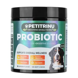 Dog Probiotics for Dogs, 120 Chews Support Seasonal Allergies, Gut and Digestive Health, Itchy Skin, Yeast Overgrowth, Diarrhea&Gas, Overall Health Supplements