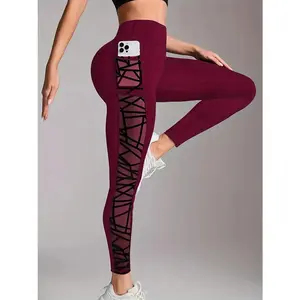 Spring New Yoga Pants for Women, High-Stretch Hip-Lifting Mesh Patchwork Leggings with Pockets, 9-Point Workout Pants for Sports & Outdoor