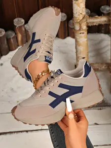 Women's Thick Sole Sneakers Spring New Soft Bottom Casual Shoes Dad Shoes, PU Upper Material, Rubber Sole, All Seasons