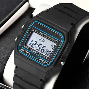 Mens LED Digital Watch wrist gold