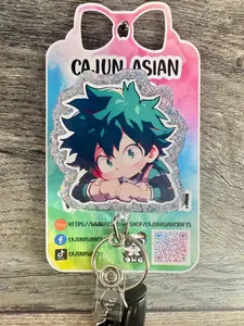 MHA Chibi Inspired Anime Badge Reel/ID Clip/Holder -Retractable Clips-(Alligator, Belt, MRI Safe, Carabiner) & Non-Retractable Clips
