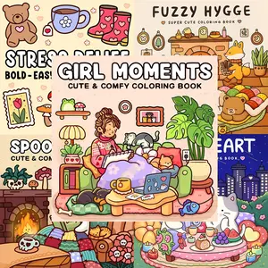 5 Bright Gentle Coloring Books, Relaxing Doodle for All Ages, Sweet Holiday Gift for Stress Relief, Perfect for Adults & Kids