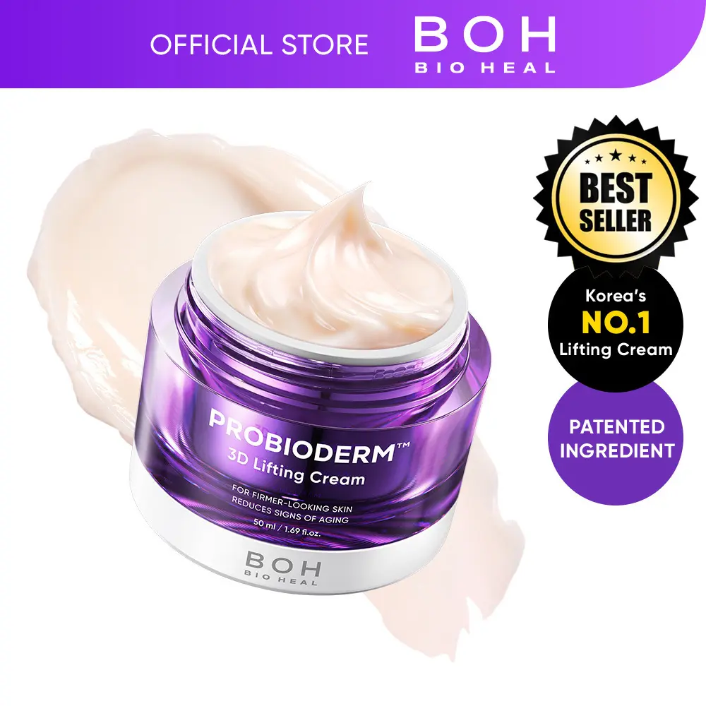 BIOHEAL BOH Probioderm 3D Lifting Cream 1.7 fl oz | Advanced Korean Facial Night Cream with 17-Peptide Complex & Probioderm for Wrinkles on Face and Neck, Butter-Rich Texture for Perfect Slugging