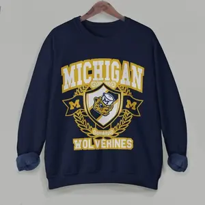 Vintage Michigan Wolverine Crewneck Sweater - Unisex Heavy Cotton Tee - Comfort Casual Classic Fabric Menswear Shirt Sweatshirt