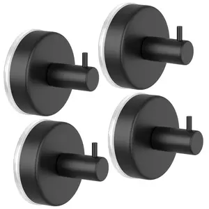 4pcs Vacuum Suction Hooks, Waterproof Wall Mount for Bathroom & Kitchen, No Drilling Required, Detachable Towel Rack & Robe Holder, Suction Cup Hooks
