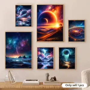I-Interstellar Dreamscape Painting Calligraphy Gallery-Quality Canvas Wall Art Poster | Waterproof & Fade-Resistant | Minimalist Unframed Design | Living Room, Bedroom & Office Decor | Multiple Sizes | Holiday gifts