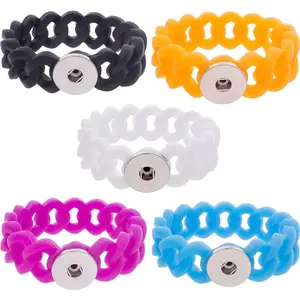 Silicone Stretch Snap Jewelry 6.25 in. Ginger Charm Bracelet, Unisex Rubber Bracelet Fits 3 Customizable 18MM 20MM Buttons
