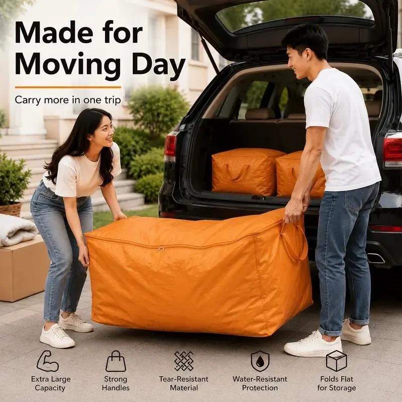 300L Extra Large Moving & Storage Bag, Thick Durable Dustproof Organizer for Clothes, Bedding, Dorm, Moving & Home Storage
