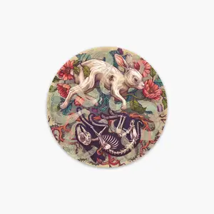 Rabbit Sticker - Dust Bunny - 3x3" Vinyl - Great for Water Bottle, Laptop, Notebook - Animal, Nature, Flower, Botanical - Art Nouveau, Boho - Water-proof & Scratch-proof, Durable