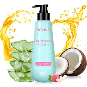 ROZINO Juicy Peach Hair Removal Cream for Body Sensitive Skin Gentle Non-Irritating Formula 280ml Smooth as Milk Skin