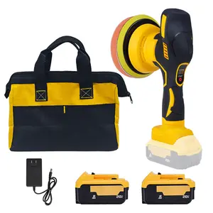 Cordless car polisher set compatible with DeWalt 20V MAX battery, 6 speed settings, 6,800 RPM, for automotive detailing polishing and waxing, includes 20 sandpaper sheets and a dust bag, optional battery pack, ships from US warehouse within 3–5 days