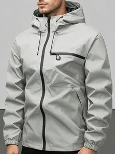 Men's Lightweight Hooded Jacket, Casual, Full Zip Closure, Large Capacity, High-Quality Outerwear, Spring Fall Outdoor Activities, Durable Design