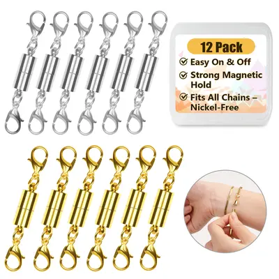 10 Pcs Magnetic Necklace Clasps - Gold & Silver Jewelry Connectors For Bracelets & Necklaces