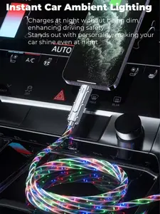 4-in-1 Starry Sky Charging Cable with Fast Charge , USB & Type-C Connectors, Durable Design, Colorful LED Lights, Universal Compatibility