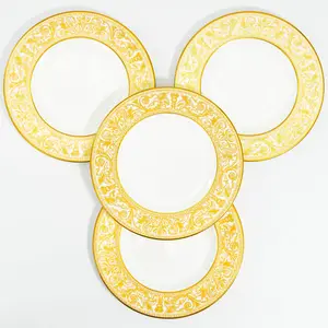 Wedgwood "Florentine Gold" Dessert Plates Set For 4