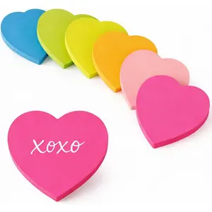 Heart Sticky Notes - 6 Pads Valentines Gifts|   Valentines Party Favors Supplies for Women - Post Notes Stickers for Galentines - Teacher Must Have Desk Accessories for Classroom Office,80 Sheets/Pad